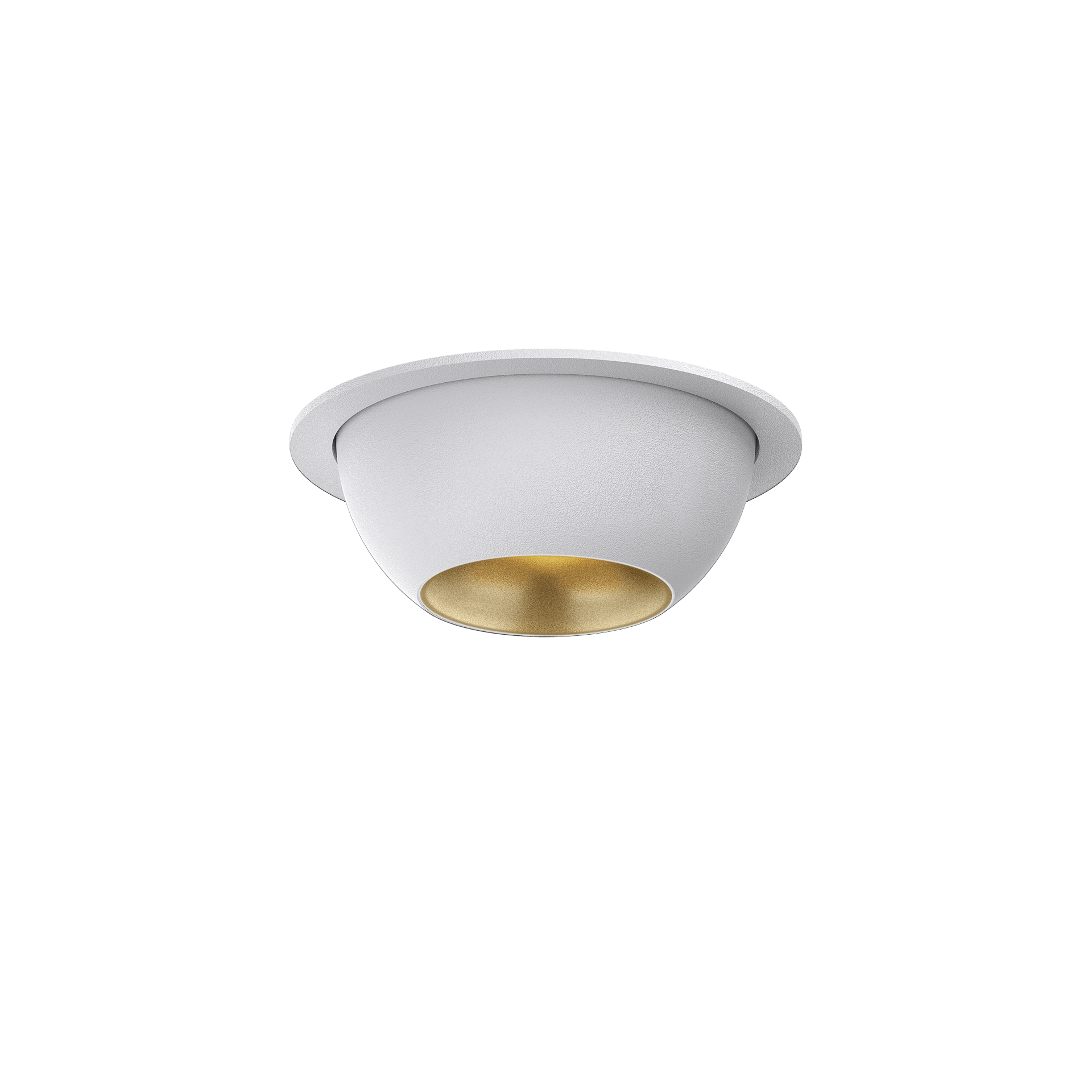 White version of the Dea Eros XS MU-in with golden reflector, a recessed luminaire designed by Karizma Luce.