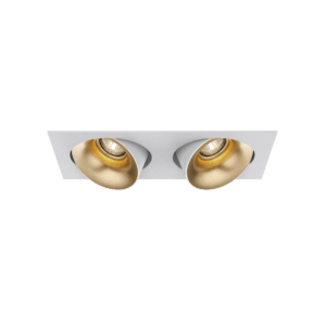 White version of the Dea Ceres S duo with golden reflector, an adjustable recessed luminaire designed by Karizma Luce.