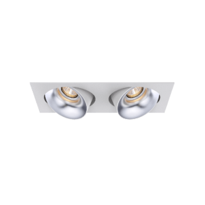 White version of the Dea Ceres S duo with silver reflector, an adjustable recessed luminaire designed by Karizma Luce.