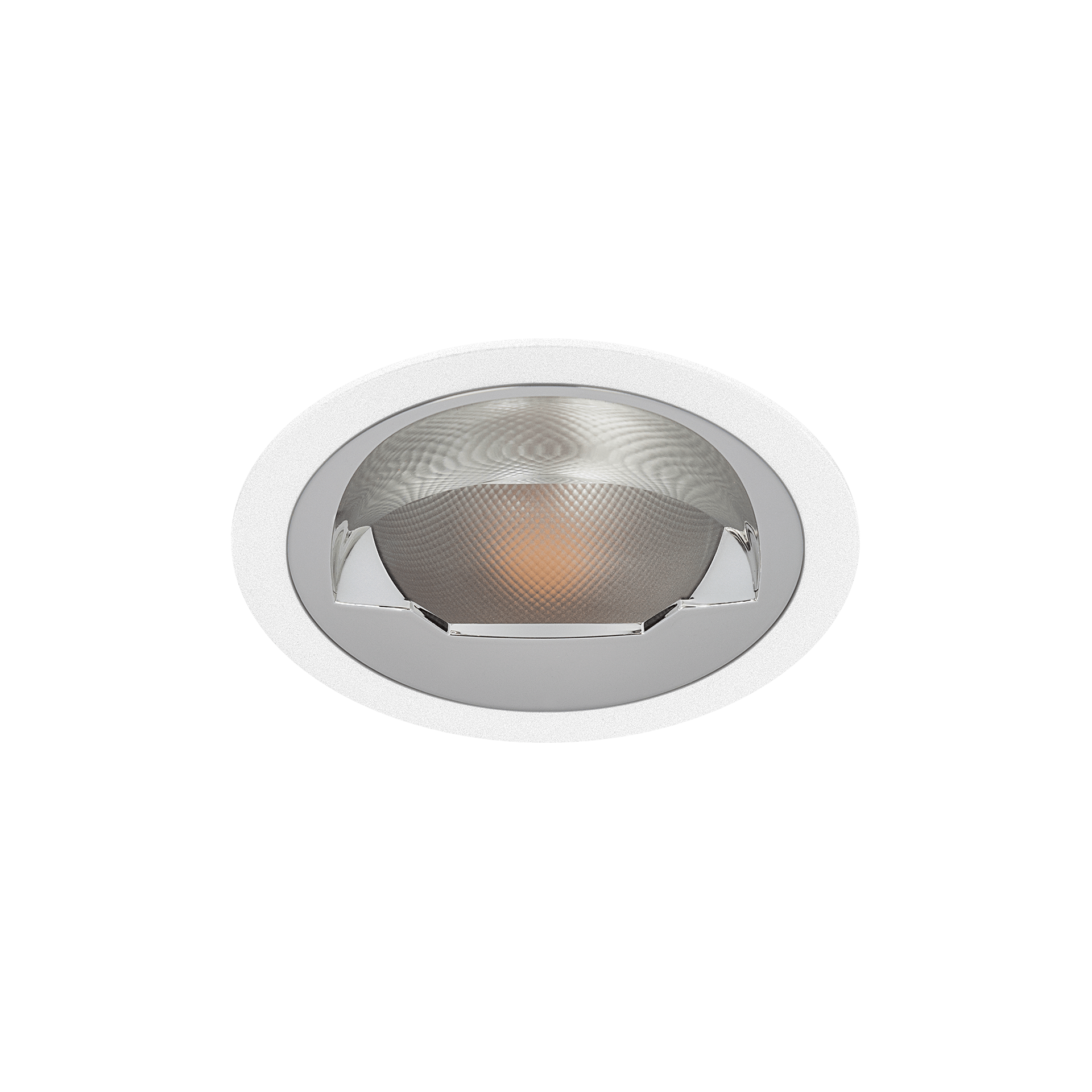 White version of the Dea Amata M AS, a fixed recessed downlight designed by Karizma Luce.